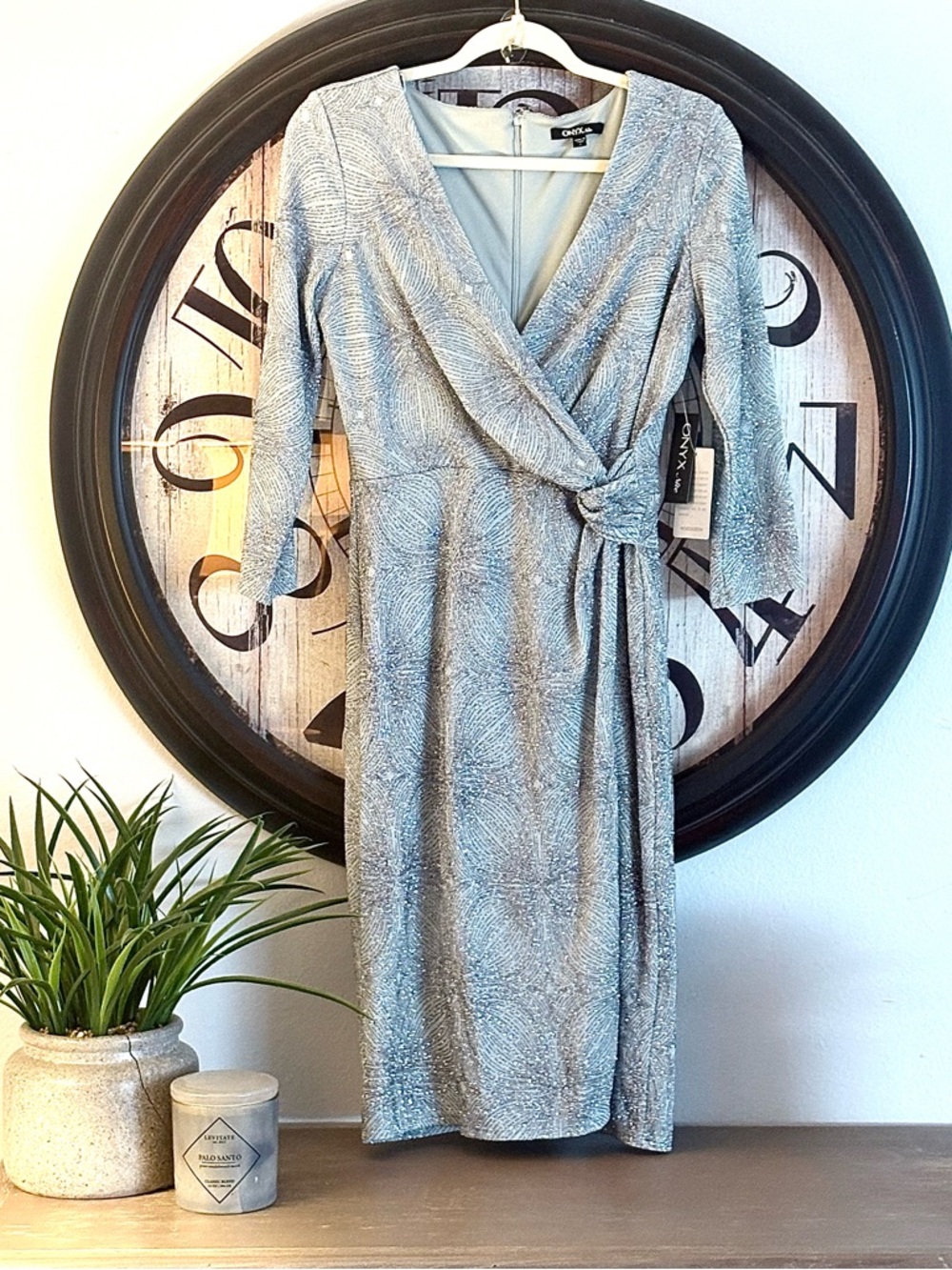 Onyx Nite Artic Blue Wrap Dress
